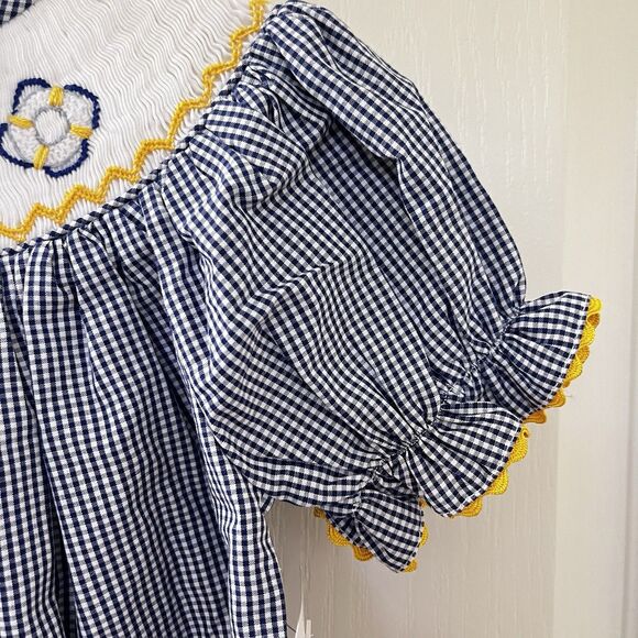 Sweet Cheeks Boutique Nautical Smocked Dress Blue Gingham Girls SZ 18 Months NEW - Picture 7 of 15